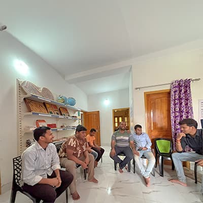 Visually impaired students engaged in residential training